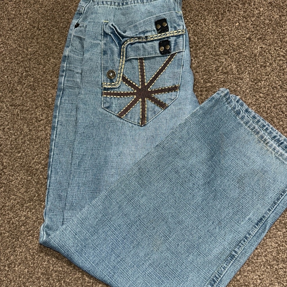 Vintage FUSAI Jeans Men's 38x32 Distressed Crease Classic Straight Leg Rn #97619
